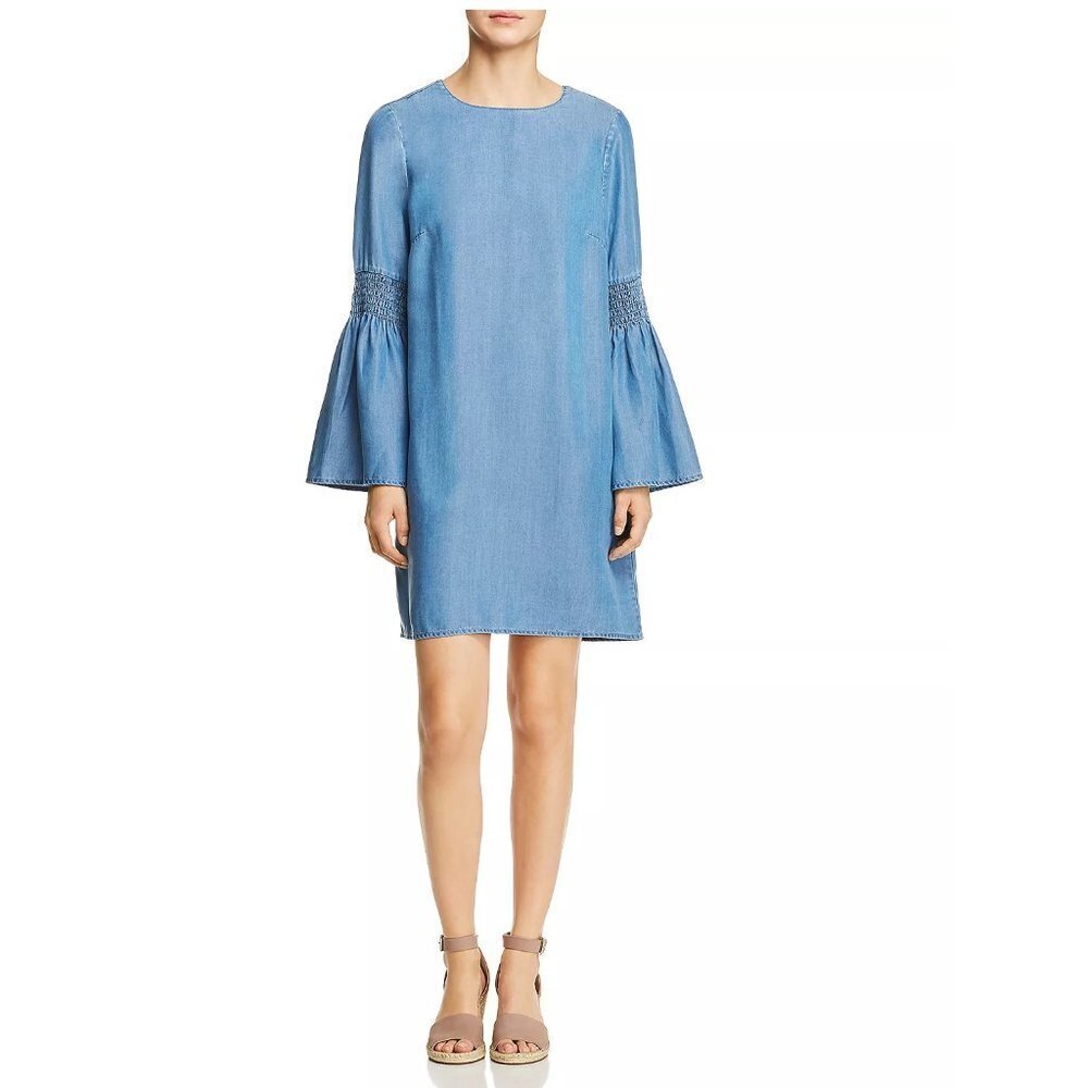Beachlunchlounge Lyocell‎ Chambray Bell Sleeve Shift Dress Size M